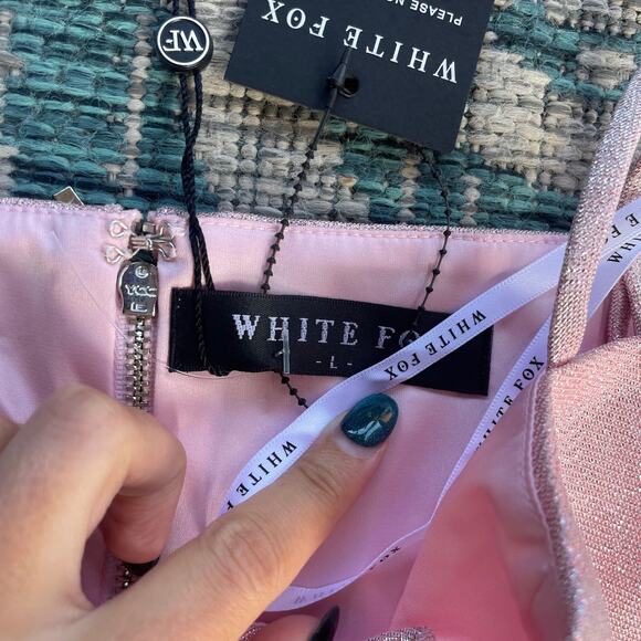 White Fox Boutique Stargazing Pants and All Mine Crop Top Set Baby Pink - Size L - Picture 15 of 16